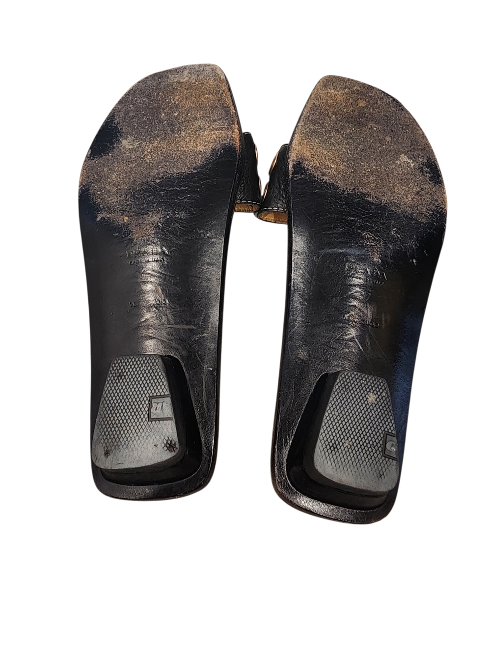 Prada Black Leather Square-Toe Slide Sandals - Picture 8 of 13